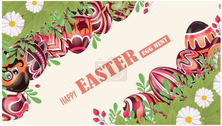 Ilustración de Vintage feliz Pascua cartel plantilla de diseño. - Imagen libre de derechos