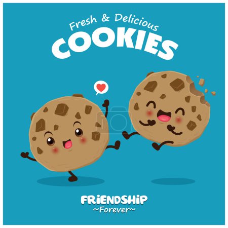 Vintage food poster design with vector cookies characters.