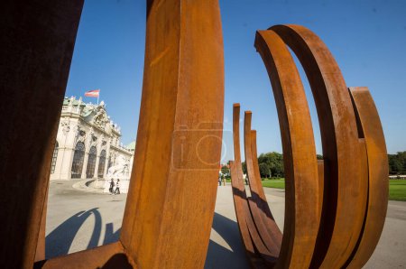Photo for Belvedere Palace with modern sculpture in Vienna, Austria - Royalty Free Image
