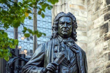 Photo for Bronze statue of the composer Johann Sebastian Bach in Leipzig, Germany - Royalty Free Image