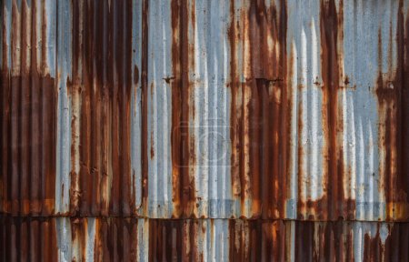 Rusty corrugated galvanised iron wall texture for background