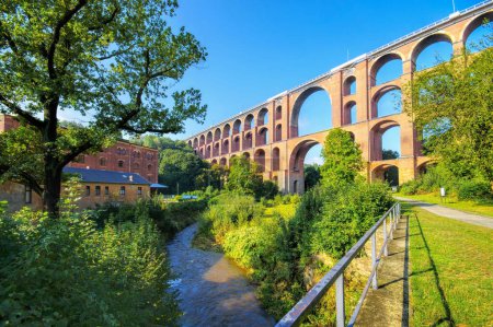 Photo for Goeltzsch Viaduct railway bridge in Saxony, Germany - Worlds largest brick bridge - Royalty Free Image