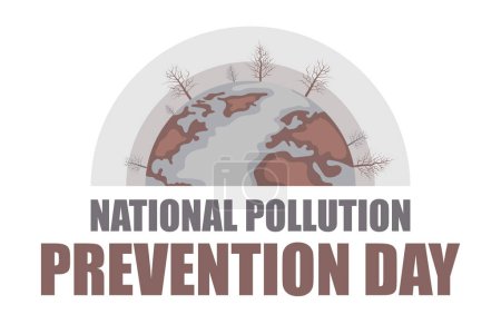 Ilustración de Día nacional de prevención de la contaminación diseño con planeta tierra con árboles secos y mares contaminados - Imagen libre de derechos