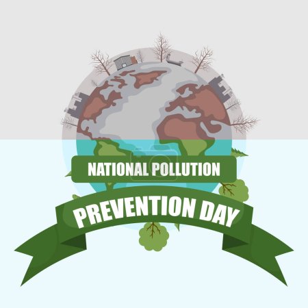 Ilustración de Día nacional de prevención de la contaminación diseño con planeta tierra contaminada - Imagen libre de derechos