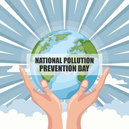 Ilustración de Día nacional de prevención de la contaminación diseño. Cartel para sensibilizar sobre el cuidado del medio ambiente y nuestro planeta - Imagen libre de derechos