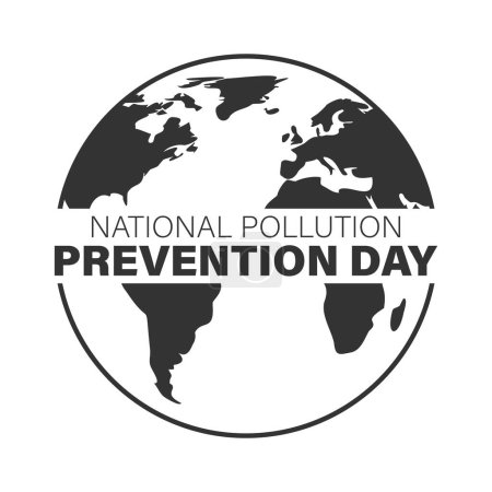 Ilustración de Planeta Tierra con texto del día nacional de prevención de la contaminación. Póster para sensibilizar sobre el cuidado del medio ambiente - Imagen libre de derechos