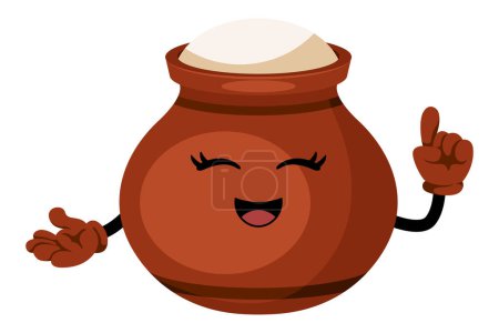 Téléchargez les illustrations : Joyeux personnage de dessin animé traditionnel en terre cuite pour une joyeuse célébration de la fête de la récolte Pongal - en licence libre de droit