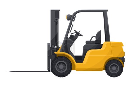 Illustration for Forklifts for industrial use, warehouses, manufacturing complexes, logistics centers and self service stores for the transport of pallets with goods, loading and unloading of containers - Royalty Free Image