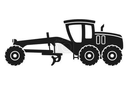 Illustration for Cartoon motor grader silhouettes. Heavy machinery for construction and mining - Royalty Free Image