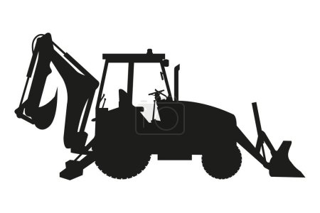 Backhoe silhouettes. Heavy machinery for construction and mining