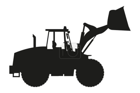 Front loader silhouette. Heavy machinery for construction and mining