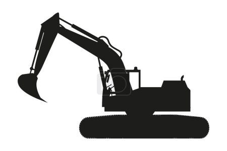 Crawler excavator silhouette. Heavy machinery for construction and mining