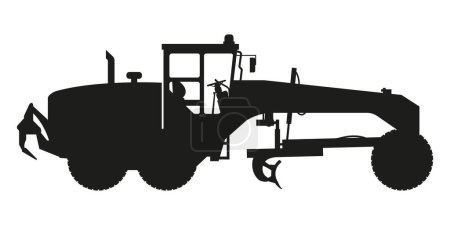 Illustration for Motor grader silhouette. Heavy machinery for construction and mining - Royalty Free Image