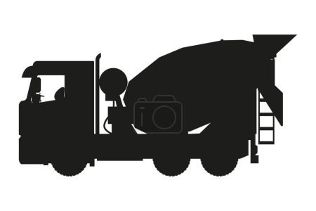 silueta de camión hormigonera. Maquinaria pesada para construcción y minería