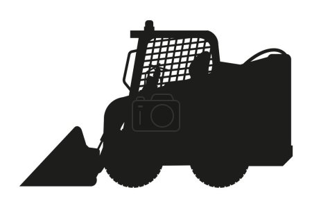 mini front loader silhouette. Heavy machinery for construction and mining