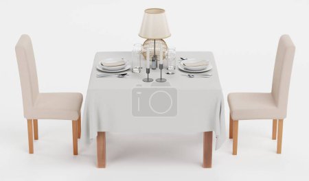 Téléchargez les photos : Render 3D réaliste de la table de restaurant - en image libre de droit