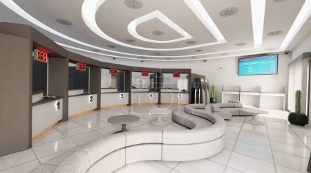 Realistic 3D Render of Post Office Interior