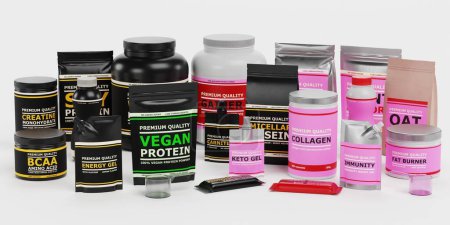 Photo for Realistic 3D Render of Fitness Supplements - Royalty Free Image