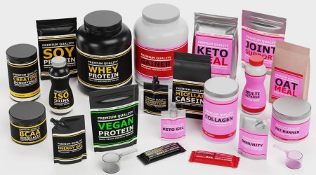 Photo for Realistic 3D Render of Fitness Supplements - Royalty Free Image