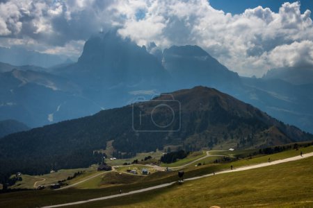 Photo for Clouds over mountain massif Odle in Dolomites - Royalty Free Image