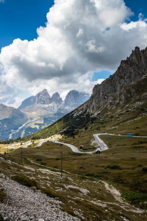Photo for Clouds over mountain massif Odle in Dolomites - Royalty Free Image