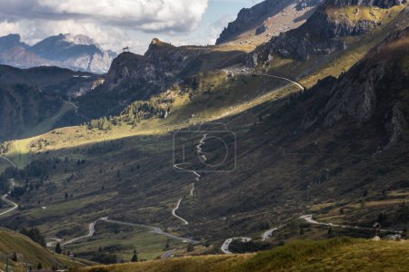 Photo for Clouds over mountain Sella Pass in Dolomites - Royalty Free Image
