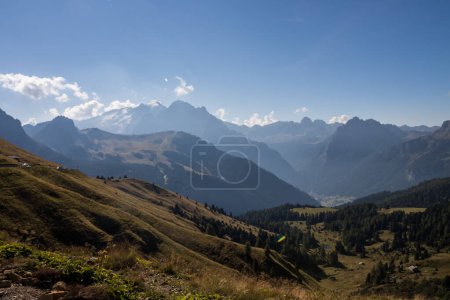 Photo for Sunny day in mountain Rolle Pass in Dolomites - Royalty Free Image
