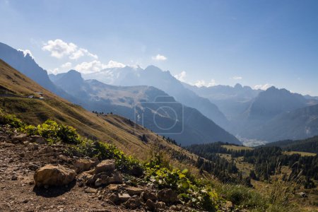Photo for Sunny day on Rolle Pass in Dolomites - Royalty Free Image
