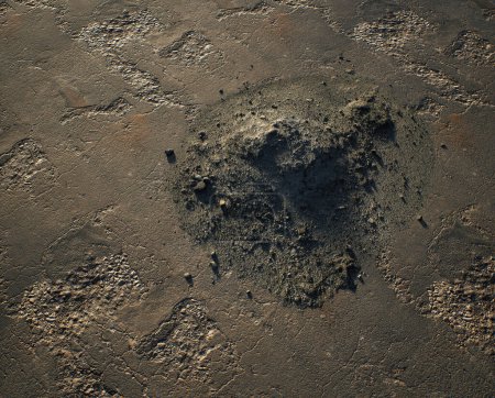 Foto de Montón de escombros en una vieja superficie de asfalto agrietada. - Imagen libre de derechos