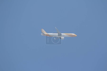 Photo for Chiangmai, Thailand -  July  11 2022: 9V-NCJ Airbus A321NEO of Tiger Air. Take off from Chiangmai airport to Singapore. - Royalty Free Image