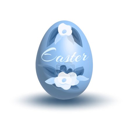 Foto de 3d illustration of blue Easter egg with shadow. Wealth and religion symbol isolated on white background. Happy Easter banner, poster, greeting card. Trendy Easter vector design in cartoon style. - Imagen libre de derechos