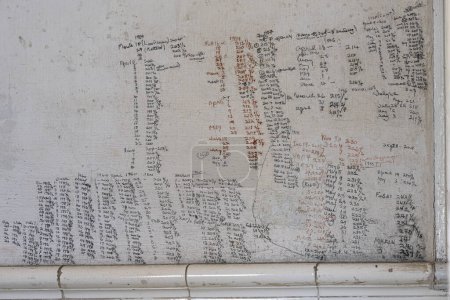 Foto de La pared del baño Hemingways, él mantuvo un registro de su peso. Vista detallada. Museo de Hemingway Finca Vigia, Habana, Cuba. Foto de alta calidad - Imagen libre de derechos