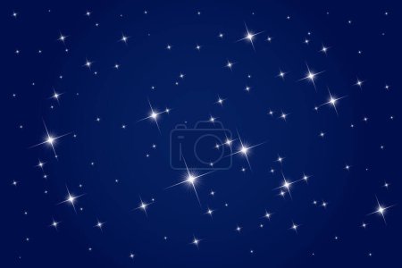 Téléchargez les illustrations : Vector background blue night sky with white stars - en licence libre de droit