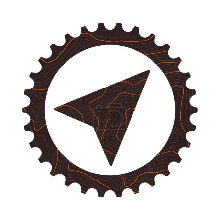 Illustration for Bicycle gear vector icon formed by topographic outline texture. Isolated on white background. - Royalty Free Image