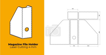 Ilustración de CNC. Laser cutting Magazine File Holder. Laser cut. For 4 mm plywood - Imagen libre de derechos