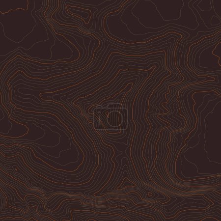 Illustration for Vector brown background with black textured topographical contour of Mount Everest - Royalty Free Image