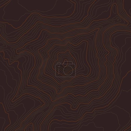 Illustration for Vector brown background with black textured topographical contour of K2 - Royalty Free Image