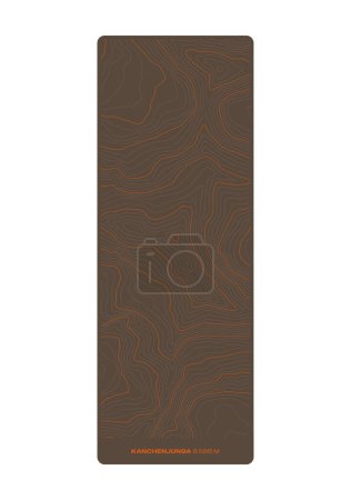 Illustration for Vector background with black textured topographical contour, vertical map of Kanchenjunga - Royalty Free Image