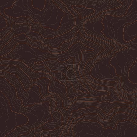 Illustration for Vector brown background with black textured topographical contour of Kanchenjunga - Royalty Free Image