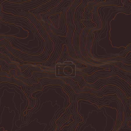 Illustration for Vector brown background with black textured topographical contour of mountain Lhoce. Altitude: 8 516 m. - Royalty Free Image