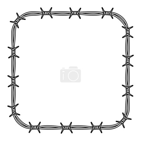 Illustration for Vector black line barbed wire tangled in a square. Isolated on white background. - Royalty Free Image