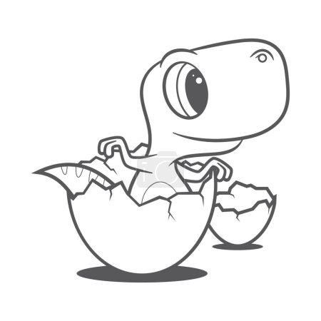 Ilustración de Vector divertido bebé de dibujos animados dinosaurio en huevo. Aislado sobre fondo blanco
. - Imagen libre de derechos
