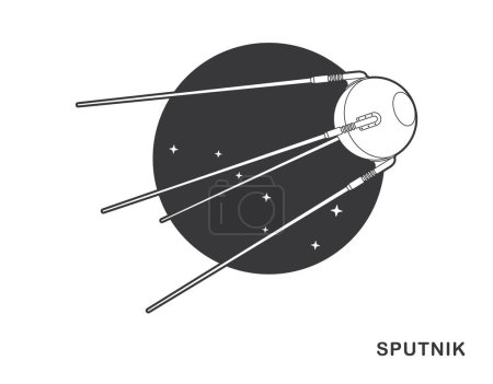 Vektorbild des ersten künstlichen Weltraumsatelliten der Erde. Sputnik. Isoliert auf weißem Hintergrund.
