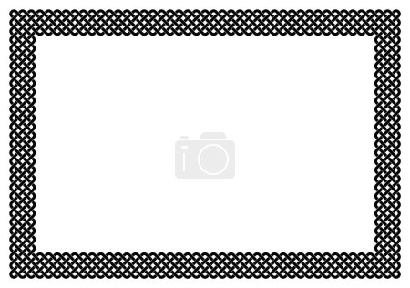 Vector rectangle frame border black symbol Celtic knot intertwined. Isolated on white background