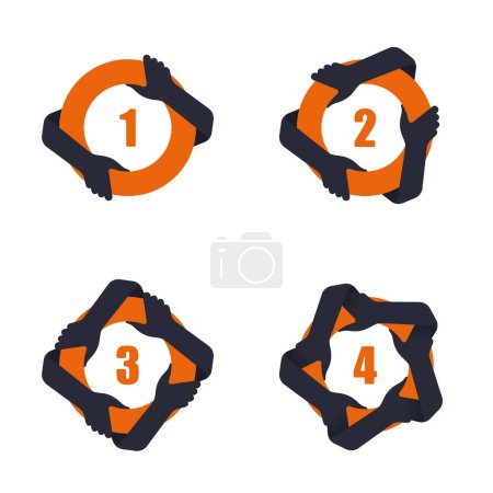 Vector set of hands around circle icon. Isolated on white background