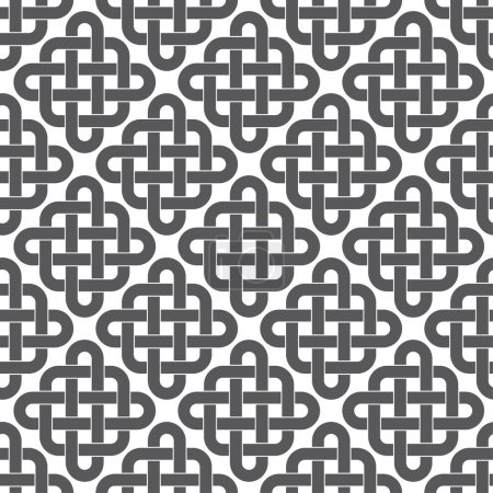Textura sin costura vectorial rectángulo símbolo negro nudo celta entrelazado. Aislado sobre fondo blanco