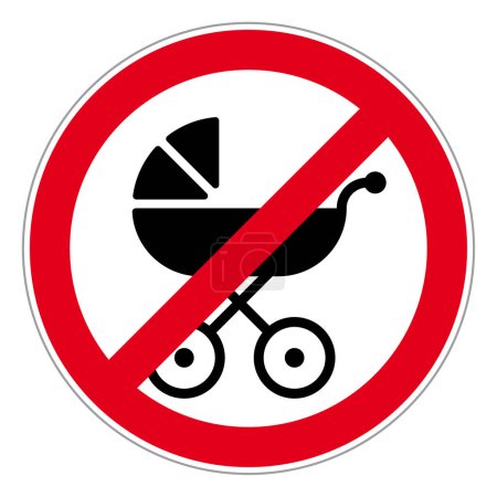 Illustration for Vector red circular sign. Symbol no entry with strollers. Isolated on white background. - Royalty Free Image