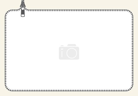 Vector black zipper formed frame. Diploma, certificate. Isolated on white background.
