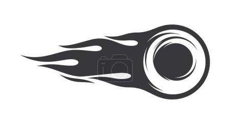 Vector negro símbolo de bola de fuego. Aislado sobre fondo blanco