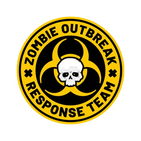 Vecteur cercle jaune emblème zombie équipe d'intervention en cas d'épidémie. Isolé sur fond clair